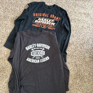 2- Men’s 2XL long sleeve tee , Harley Davidson dark gray/ tags have been removed